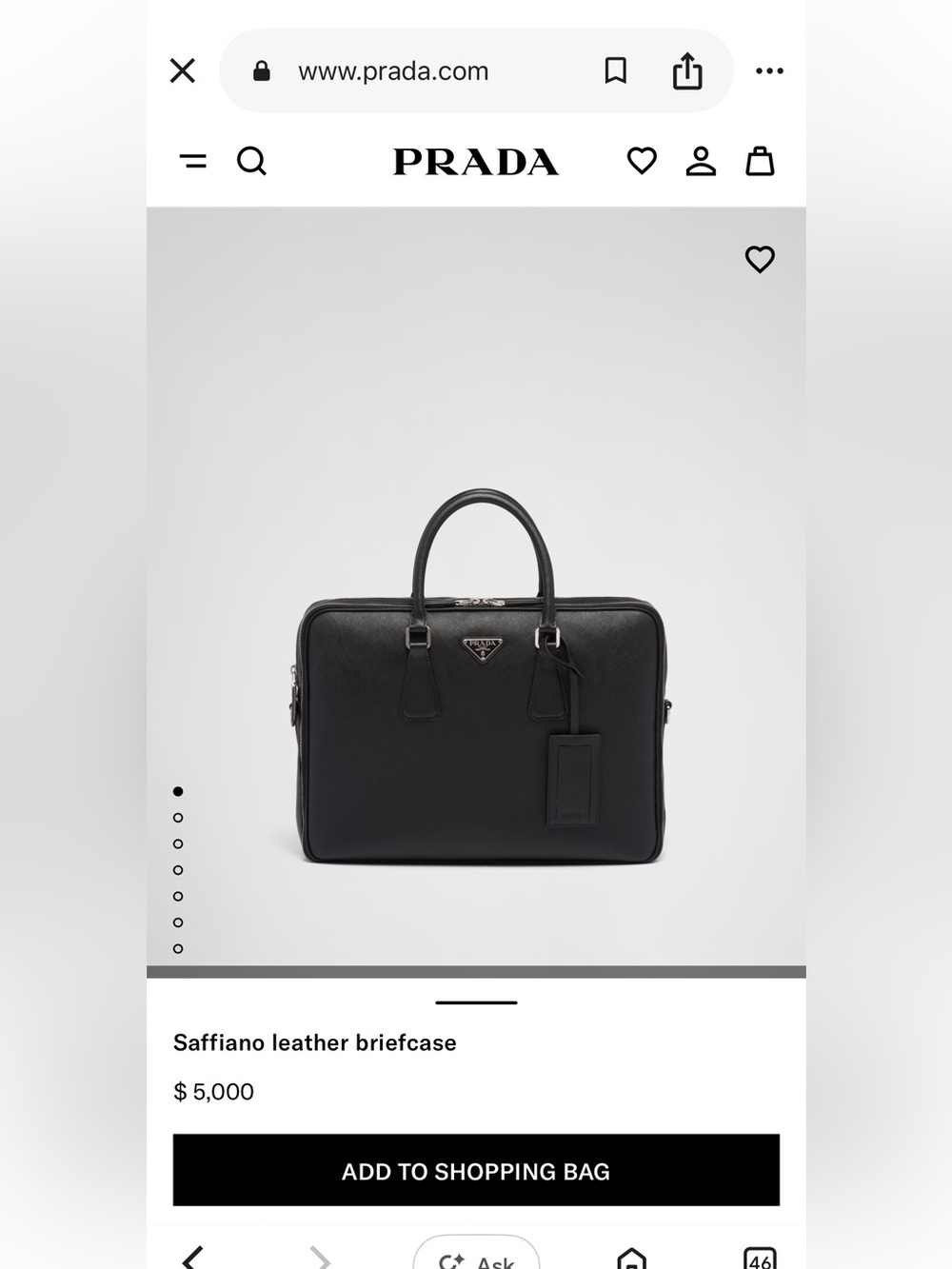 Vintage Authentic Prada Black Saffiano Leather  Briefcase